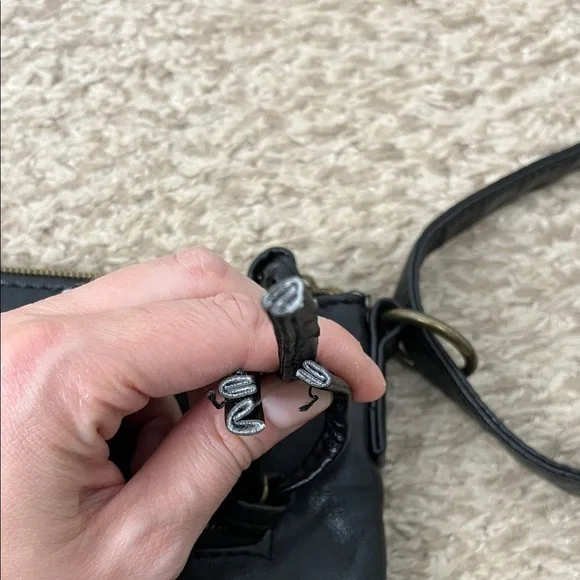 Stone & Co. Black Faux Leather Crossbody Shoulder Bag with Gold Hardware - Picture 7 of 11